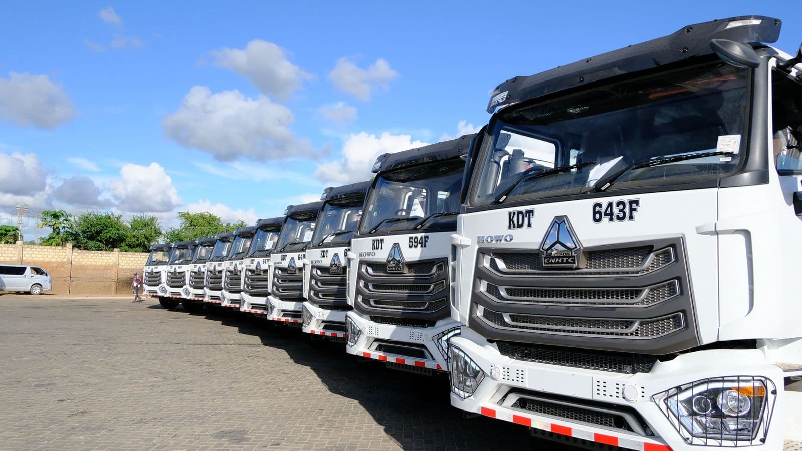 PalmOil trucks lined up at the depot before a cross-border run